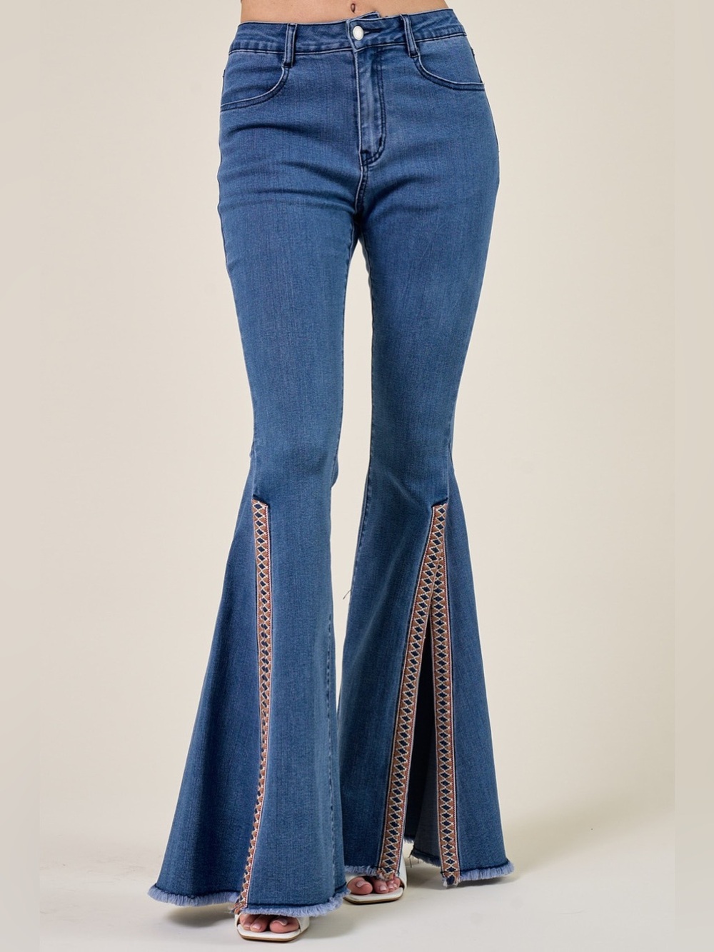 SAINTS & HEARTS Western High Waisted Bell Bottom Jeans Western Festival Bohemian